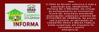 CRAS: atendimento de atualizações cadastrais somente em situações de urgência