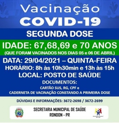 VACINAÇÃO COVID-19    SEGUNDA DOSE