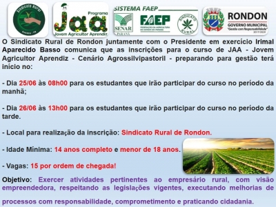 Curso Jovem Agricultor Aprendiz 