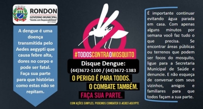 Dengue: onde tem água parada o mosquito se cria (lixo)!