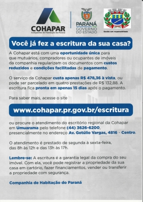 Cohapar: Você já fez a escritura da sua casa?