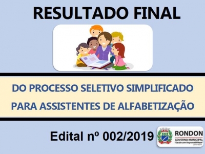 Resultado do Processo Seletivo Simplificado Para Assistentes de Alfabetização