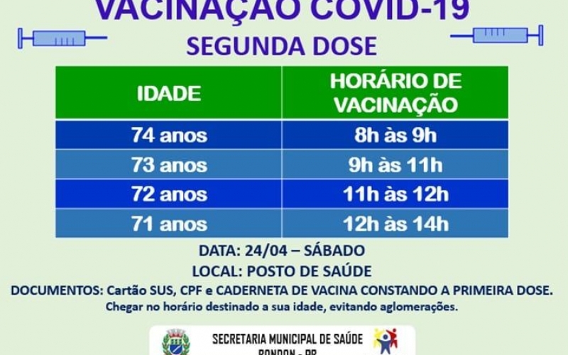 VACINAÇÃO COVID-19 - SEGUNDA DOSE