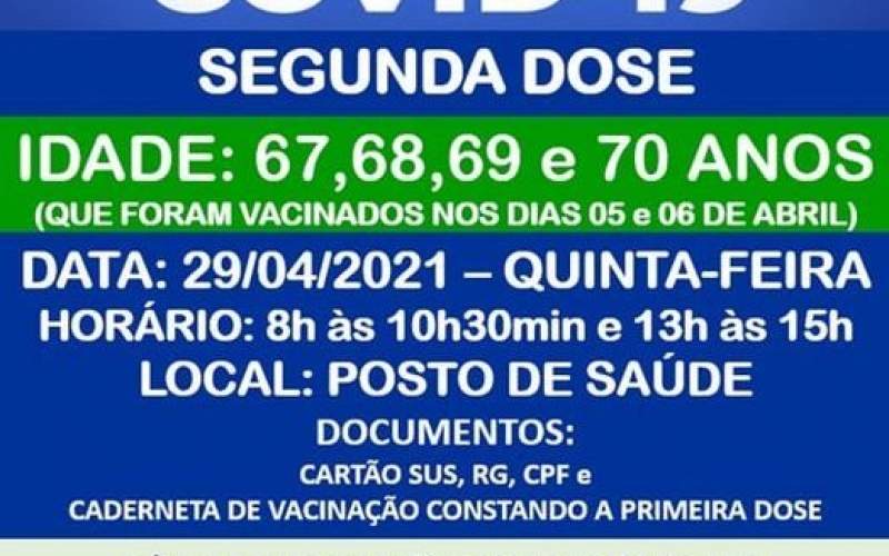 VACINAÇÃO COVID-19    SEGUNDA DOSE