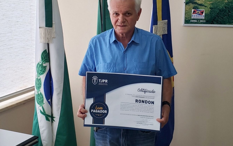 Rondon recebe o selo Bom Pagador, do Tribunal de Justiça do Paraná 