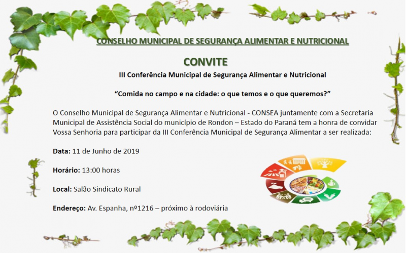 Convite: 3ª Conferência do CONSEA