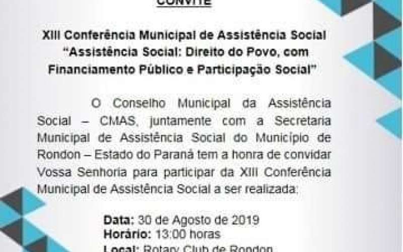 13ª Conferência Municipal De Assistência Social