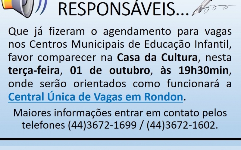 Reunião Com Pais ou Responsáveis - Central Única de Vagas