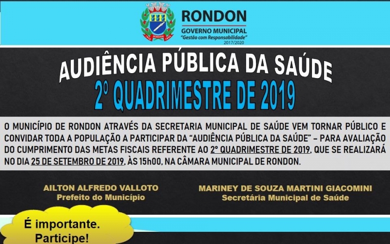 Convite: Audiência Pública da Saúde!