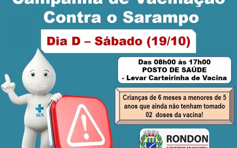 Dia D Vacinação Contra o Sarampo Ocorre Neste Sábado 19/10