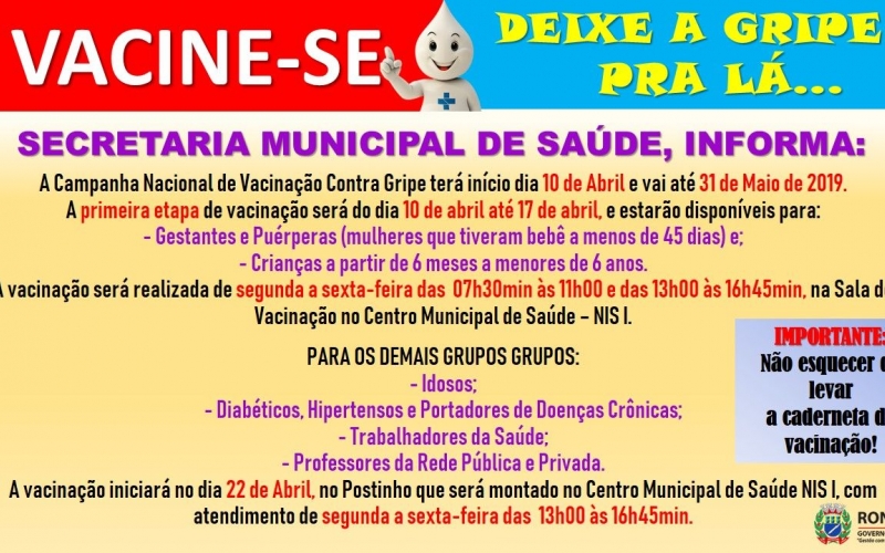 Campanha de Vacina Contra Gripe!