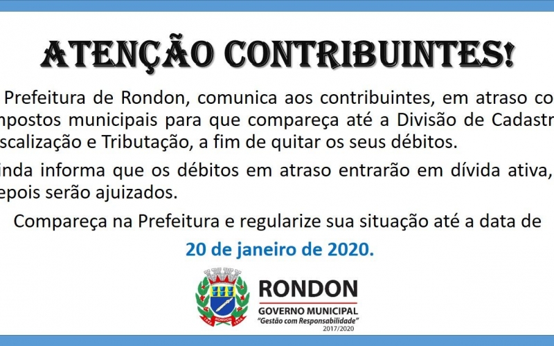 Comunicado aos Contribuintes: Regularização de débitos