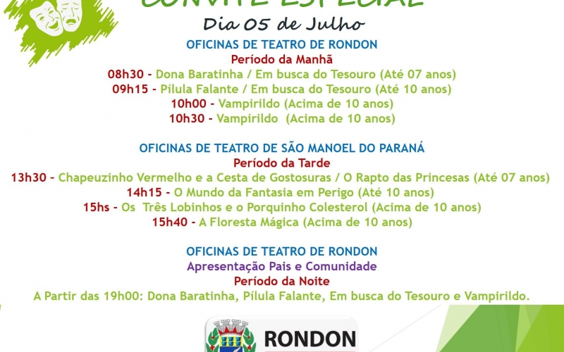 Programação Especial das Oficinas de Teatro