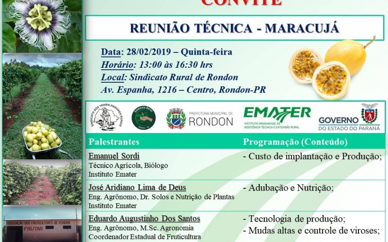 Convite: Reunião Técnica - Maracujá