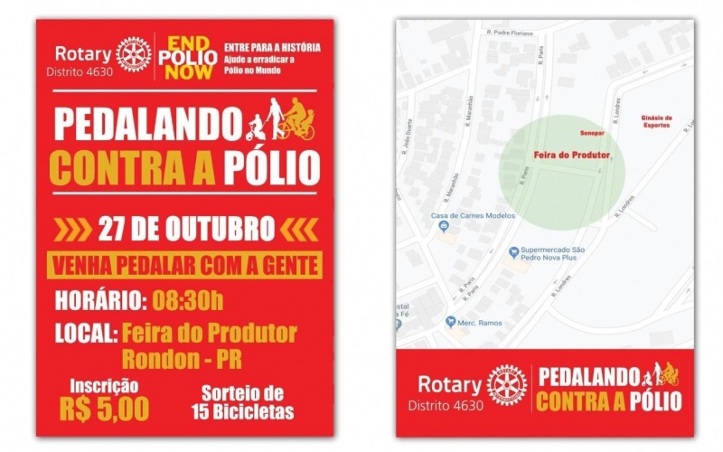 Venha participar do Pedalando contra a Pólio...