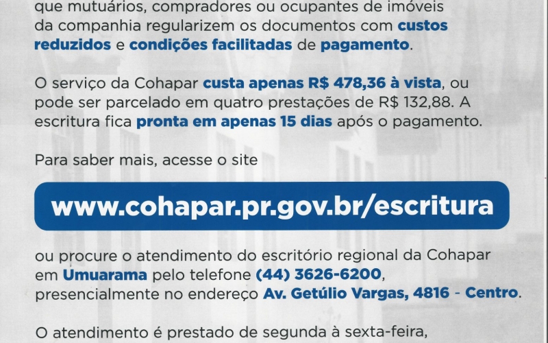 Cohapar: Você já fez a escritura da sua casa?