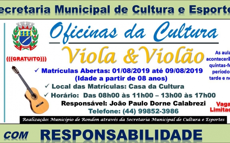 Atente-se ao Prazo das Inscrições Para Oficina de Viola e Violão