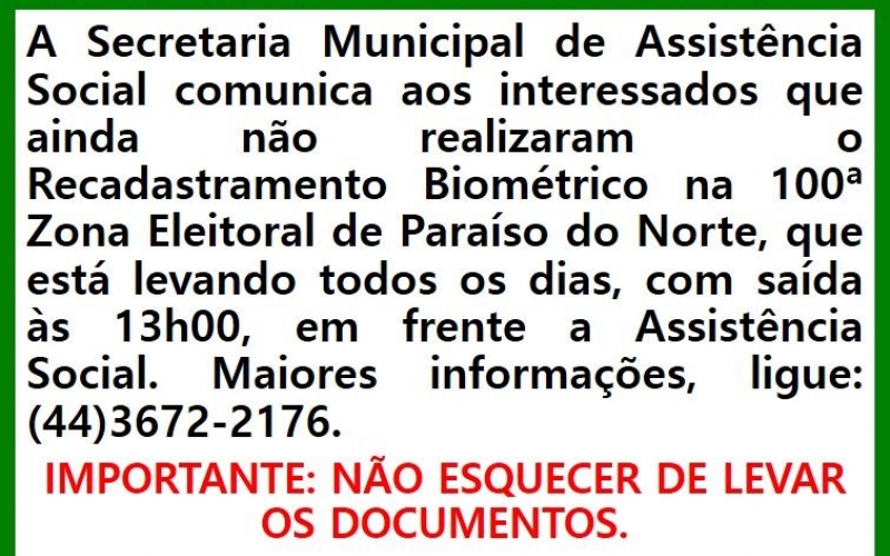 Precisa de Locomoção para Fazer o Recadastramento Biométrico?