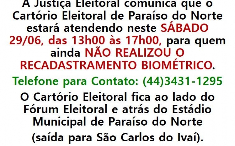 Atendimento Especial Para Quem Ainda Não Realizou o Recadastramento Biométrico