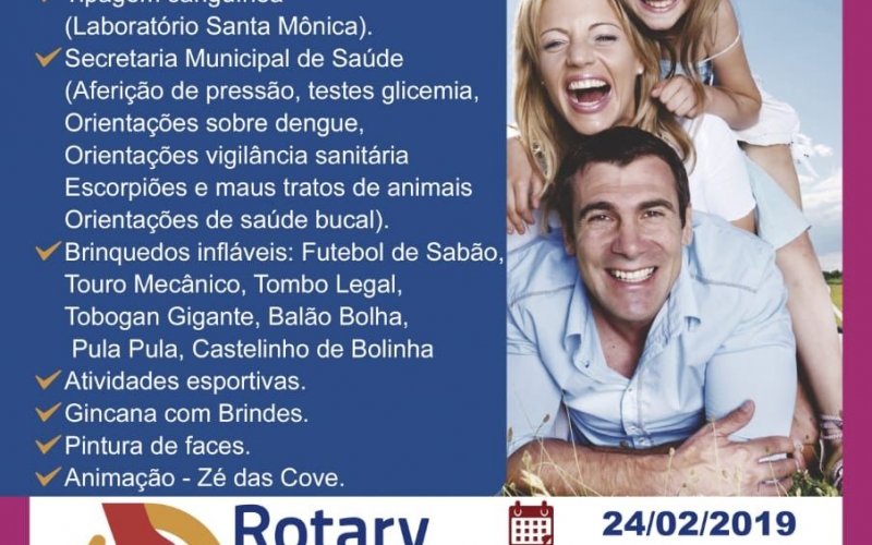 O Próximo Fim de Semana (24/02) Será Marcado Por Ações e Serviços Gratuitos Ofertadas no Rotary Day!