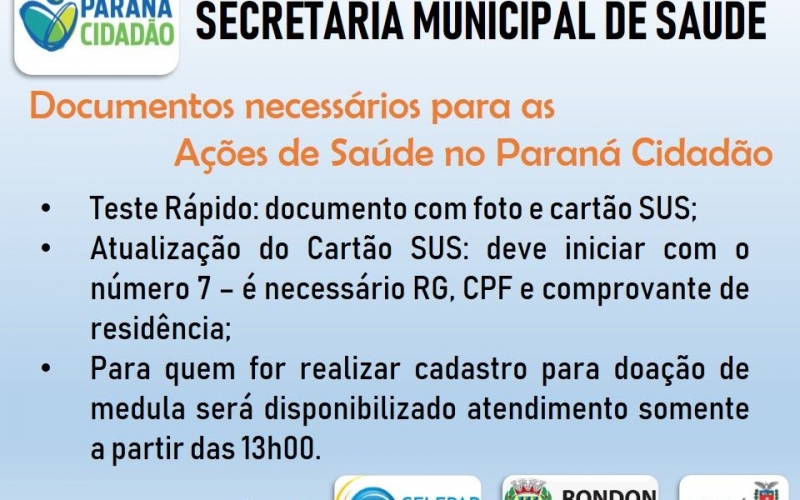 Saúde: Documentos Necessários para as Ações no Paraná Cidadão